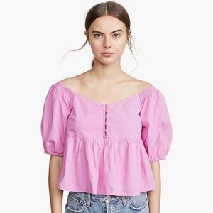 FREE PEOPLE pink Veronica Sweetheart Top XS Blouse Off the Shoulder
